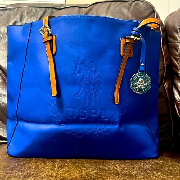 🎉 US Polo Assn royal blue tote bag! Retail $180 - Picture 1 of 11
